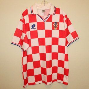 rare vintage CROATIA 1992-95 home shirt Lotto football shirt 23" chest Hrvatska